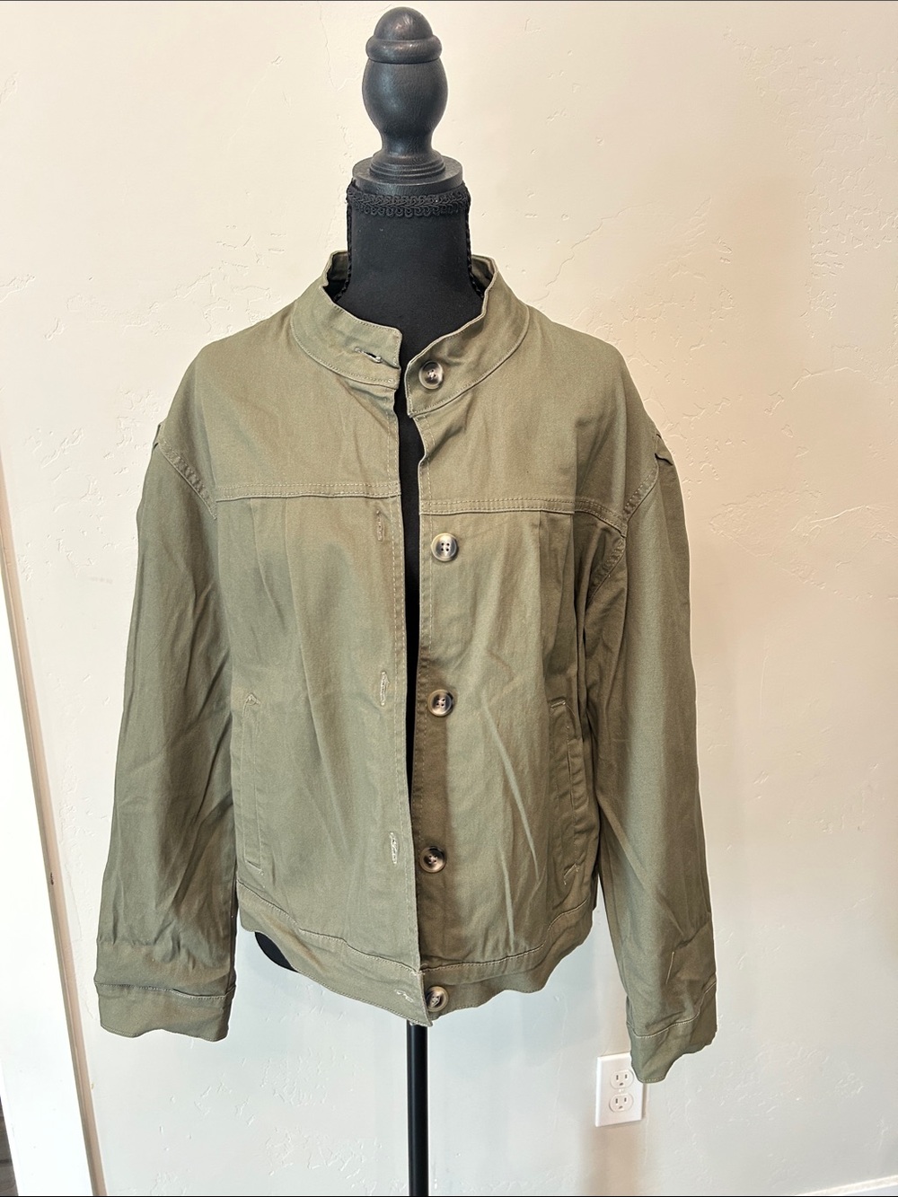Angels Olive Green Button-Front Utility Jacket L